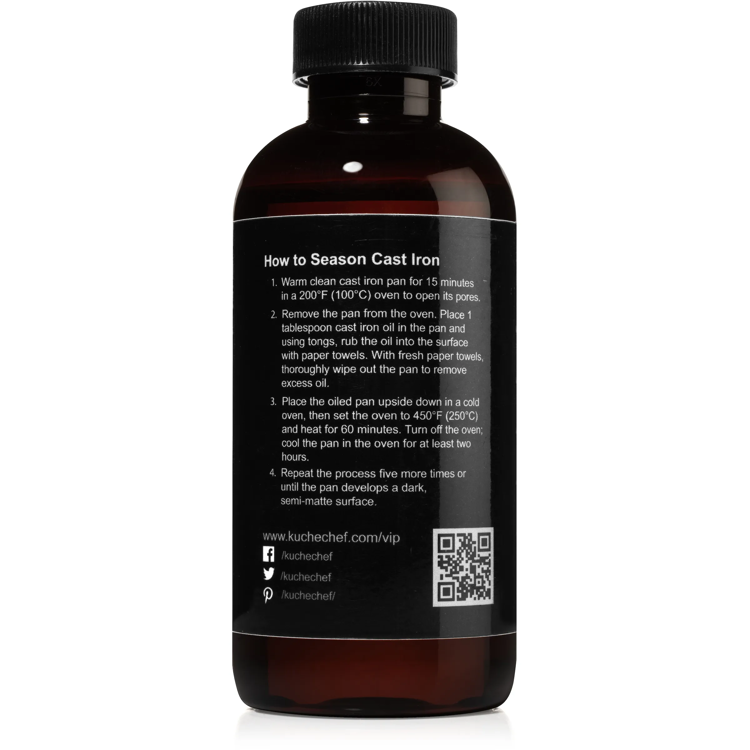 Back label of the bottle with printed seasoning steps