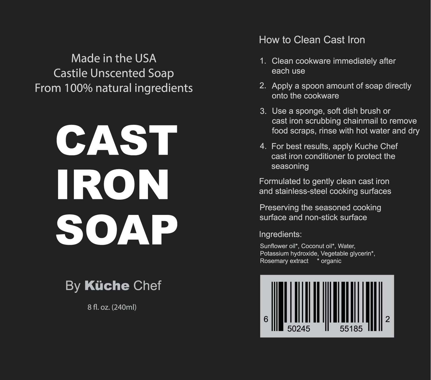 Cast Iron Pan Soap by Kuche Chef